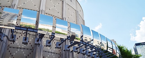a train on a steel track