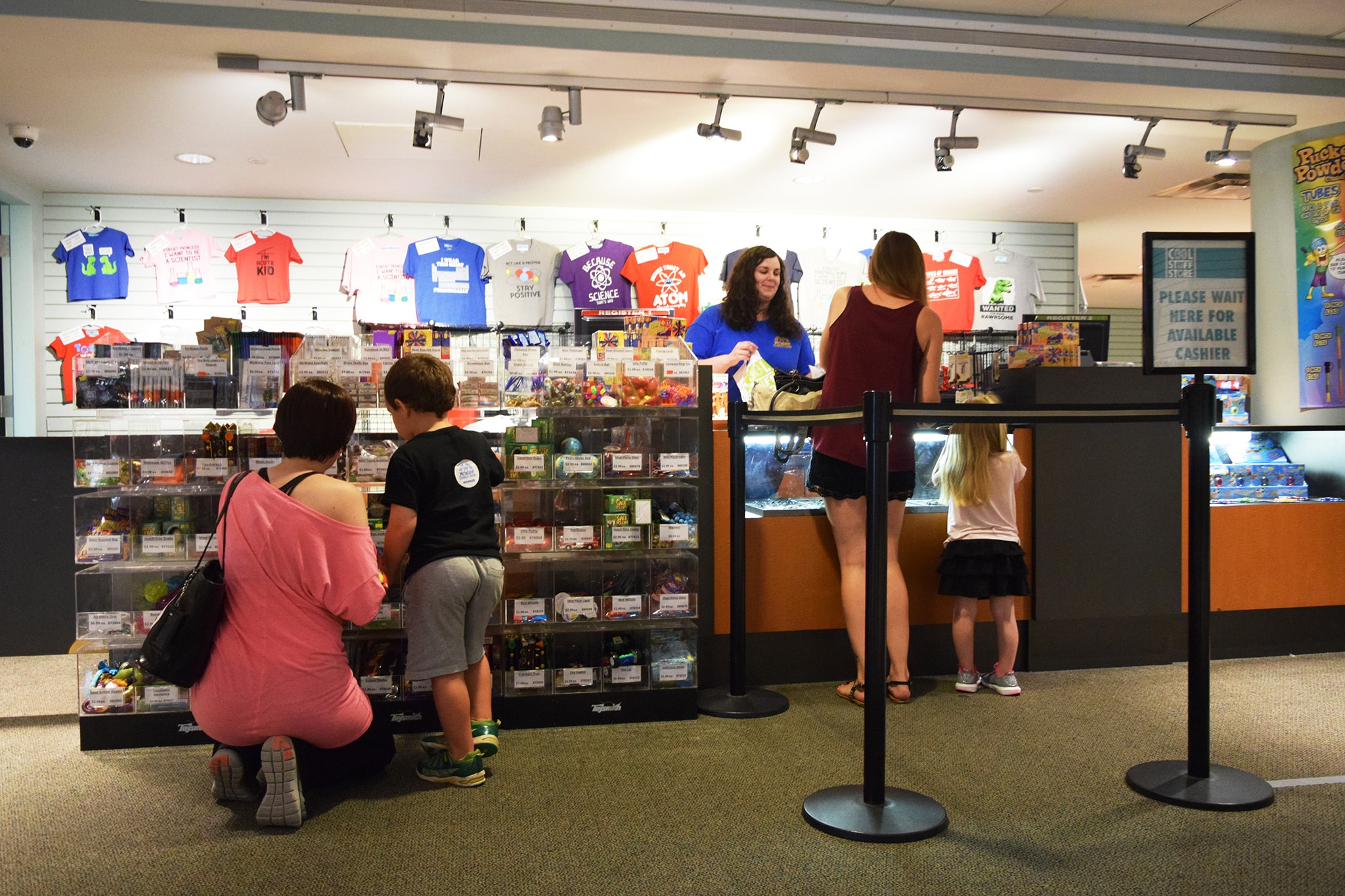 a group of people standing in a room